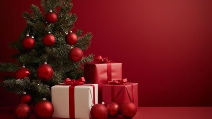 Merry Christmas and Happy New Year festive colorful composition. Christmas background. Xmas banner and holiday poster