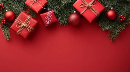 Merry Christmas and Happy New Year festive colorful composition. Christmas background. Xmas banner and holiday poster