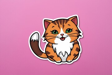 Joyful Playful Purring Cat Sticker