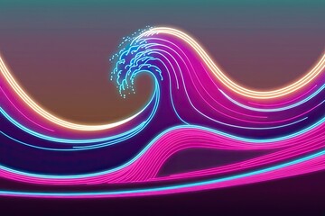 Vibrant Neon Wave Artwork with Dynamic Gradient and Illuminated Effects