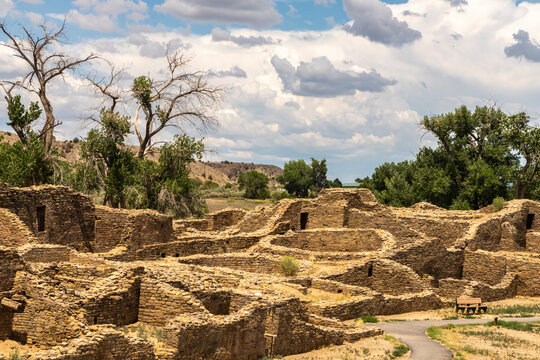 USA, New Mexico, Aztec Ruins National Monument. Ancient Indian ruins.