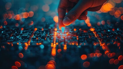 Hand Placing a Location Pin on a Circuit Board