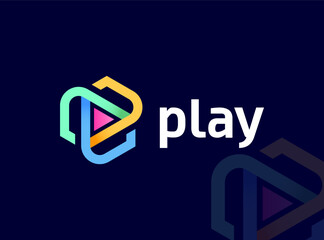 Abstract and modern logo icon, digital and technology business logo template. Technology media logotype logo, play media