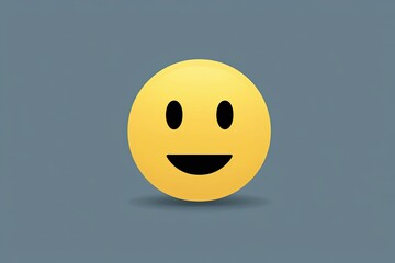 Fototapeta premium Muted Yellow Smiley Face Illustration Calm Expressionless Emoticon Icon