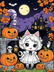 Fototapeta premium halloween coloring book cover cute