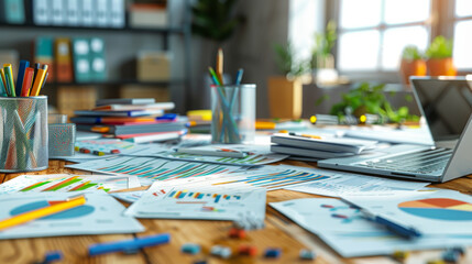 Fototapeta premium Analytical view on franchise failure cases. office environment with detailed charts and graphs