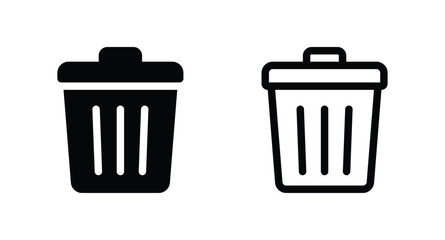Delete icon set. Bin icon. Trash can icon collection. 