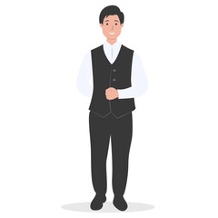 Restaurant Worker Illustration Isolated on White Background. Vector Character in Flat Cartoon Concept.
