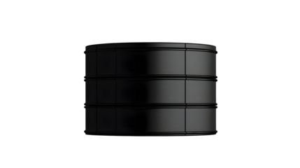 Black Circular Container with Horizontal Bands on a Transparent Background