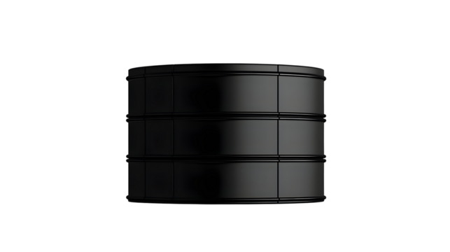 Black Circular Container with Horizontal Bands on a Transparent Background