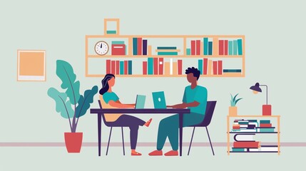 Diverse People Working Together on Laptops in a Modern Office