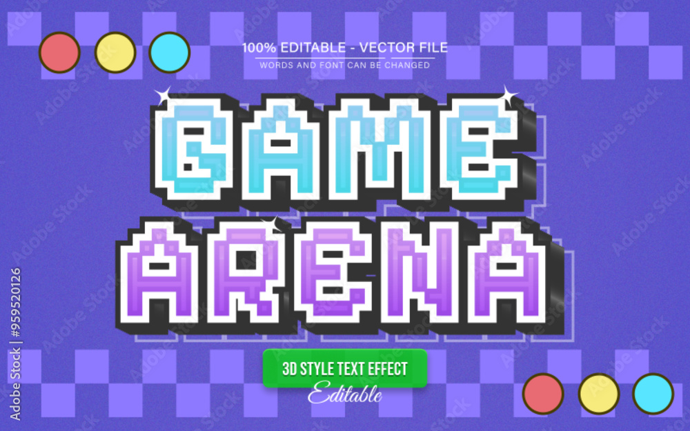 Fototapete game arena retro pixel text effect editable
