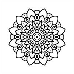 Circular pattern in form of mandala with flower for Henna, Mehndi, tattoo, decoration. Decorative ornament in ethnic oriental style. Outline doodle hand