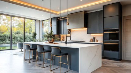 Fototapeta premium modern kitchen advantage with wooden cabinet decoration interior design