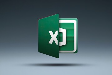 Obraz premium Stylish 3D Excel Application Icon on Dark Background