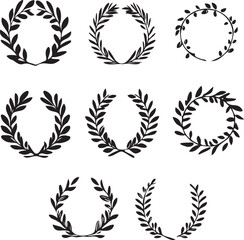 Laurel wreath silhouette set