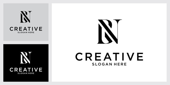 BN or NB initial letter logo design vector