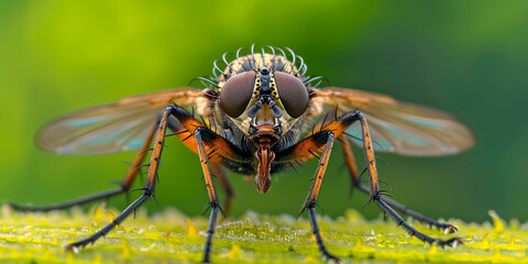 Fototapeta premium Fly on a branch of spruce close up 