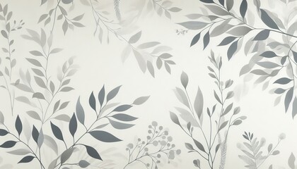 Fototapeta premium Abstract floral design with grey leaves on a white background.