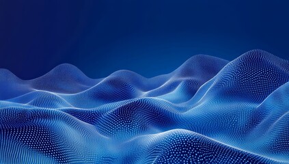 Fototapeta premium Abstract blue digital landscape with glowing dots.