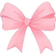 Pink bow on a transparent background, Pink ribbon, Hand painted watercolor, PNG