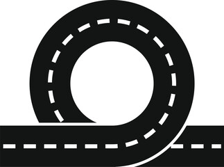 Fototapeta premium This simple vector icon depicts a circular overpass intersecting a straight road, representing transportation infrastructure