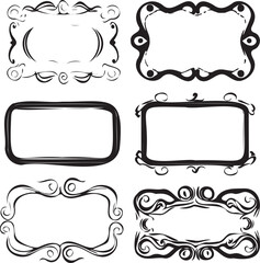 Black Rectangular and square shapes vector set