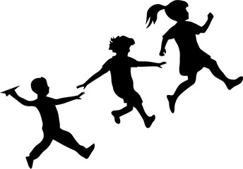 Vector illustration. Silhouette of children. A set of people. Set of stickers. Sample.