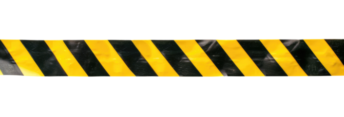 Horizontal black and yellow caution tape isolated on transparent background