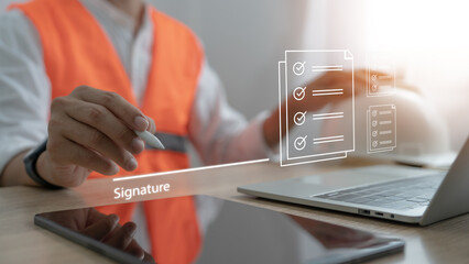 Approval and correct marks for document approval Project evaluation acceptance and quality assurance and the manager signs the form online