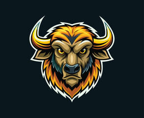 Bull logo vector. bull head logo design. bull head mascot logo. horn bull vector
