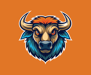 Bull logo vector. bull head logo design. bull head mascot logo. horn bull vector