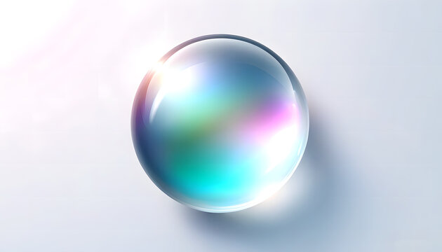 Glossy Glass Sphere on White Background