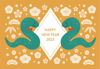 巳年の可愛いイラスト年賀状