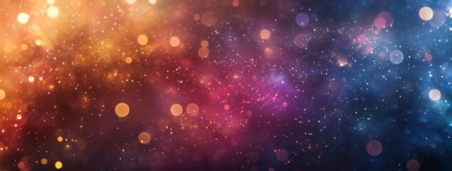 Abstract background with colorful bokeh and sparkle.