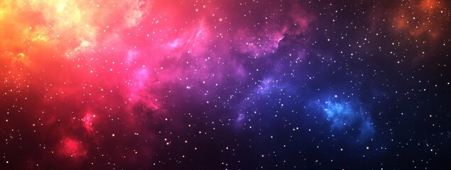 Obraz premium Abstract background with pink, red, blue, and yellow colors that represent a nebula in space.