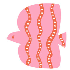 赤い縞模様のあるピンクの飛ぶ鳥