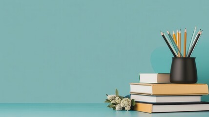 School planner with subject icons, educational focus, flat design illustration