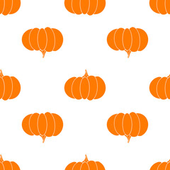 Seamless pattern with orange pumkins
