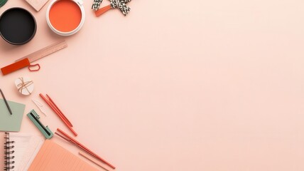 Hobby planner with craft icons, creative space, flat design illustration