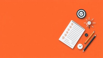 Goal planner with target icons, achievement theme, flat design illustration
