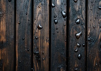 Fototapeta premium A wooden surface with raindrops on it