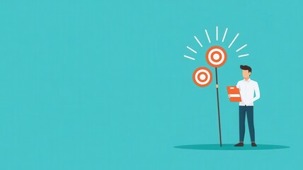 Goal planner with target icons, achievement theme, flat design illustration