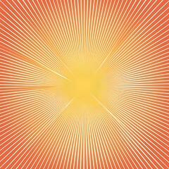 Fototapeta premium A radial white line pattern with abstract sunburst shapes, placed on a gradient background shifting from orange to soft yellow, giving an energetic and warm visual effect. 8k UHD, suitable for 