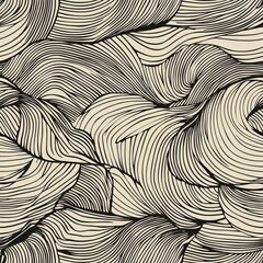 Seamless pattern of abstract waves with interwoven lines and textures