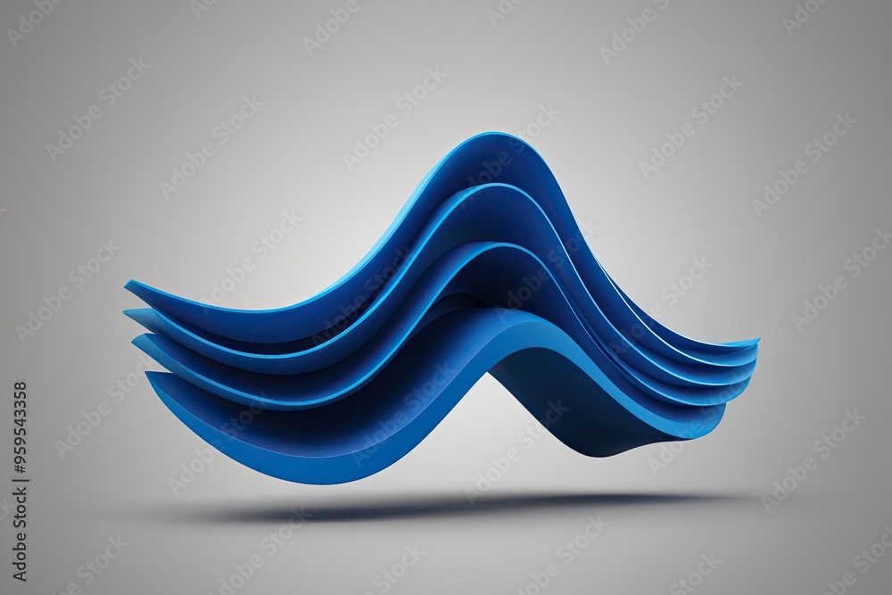 Wall mural 3d abstract blue wavy shape background design