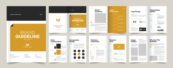 Brand Guidelines Template, Brand Identity Presentation Layout, Logo Guideline template, Brand Guidelines, A4 Guidelines