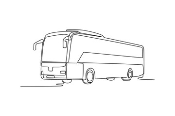 Continuous one line drawing bus transportation concept. Doodle vector illustration.	