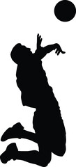 Men volleyball player silhouette illustration. People pose when playing volleyball.