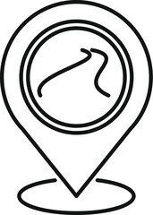 Location pin is marking the spot on a simple map, with a winding road visible inside